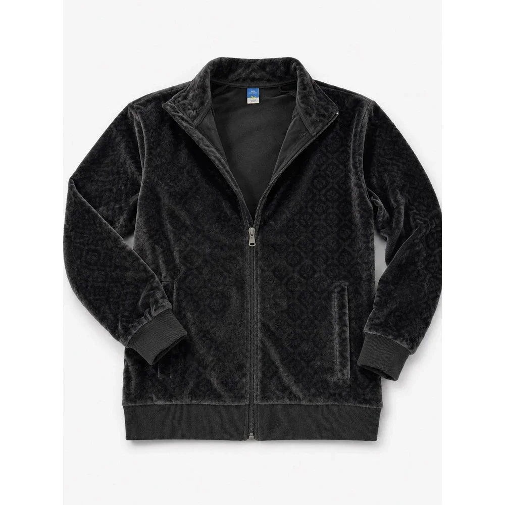 Old Navy Kids Velour Zip Hoodie Black M 8 Oversized